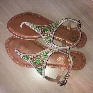Pavers England Embellished Leather Sandals